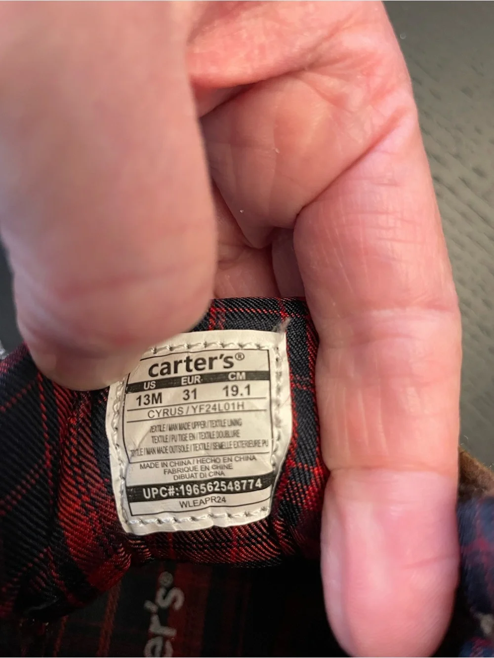 Carter's Brown and Navy Plaid-Lined Kids Duck Boots